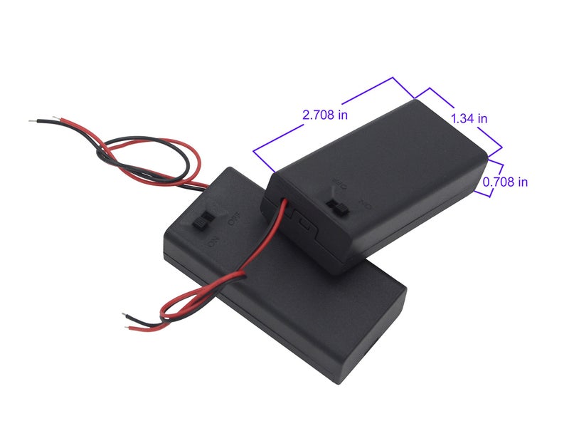 LAMPVPATH 3Pcs 2 AA Battery Holder with Switch, 2x 1.5V AA Battery Holder Case with Wire Leads and ON/OFF Switch(3 Pack) - Image 2